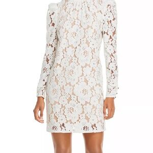 NWT Wayf Emma Floral Lace Long puff‎ Sleeve Dress in Ivory M